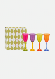Multicoloured Optic Wine Glass Set of 4