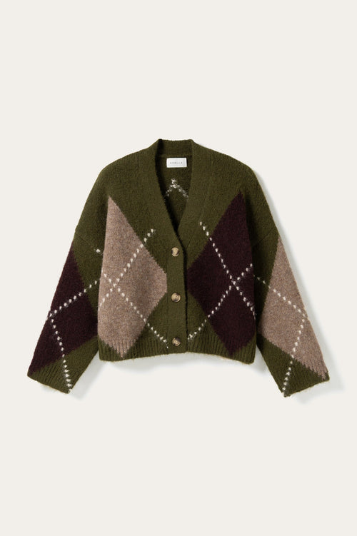 Laiana Knit Cardigan Avocado Green Mix