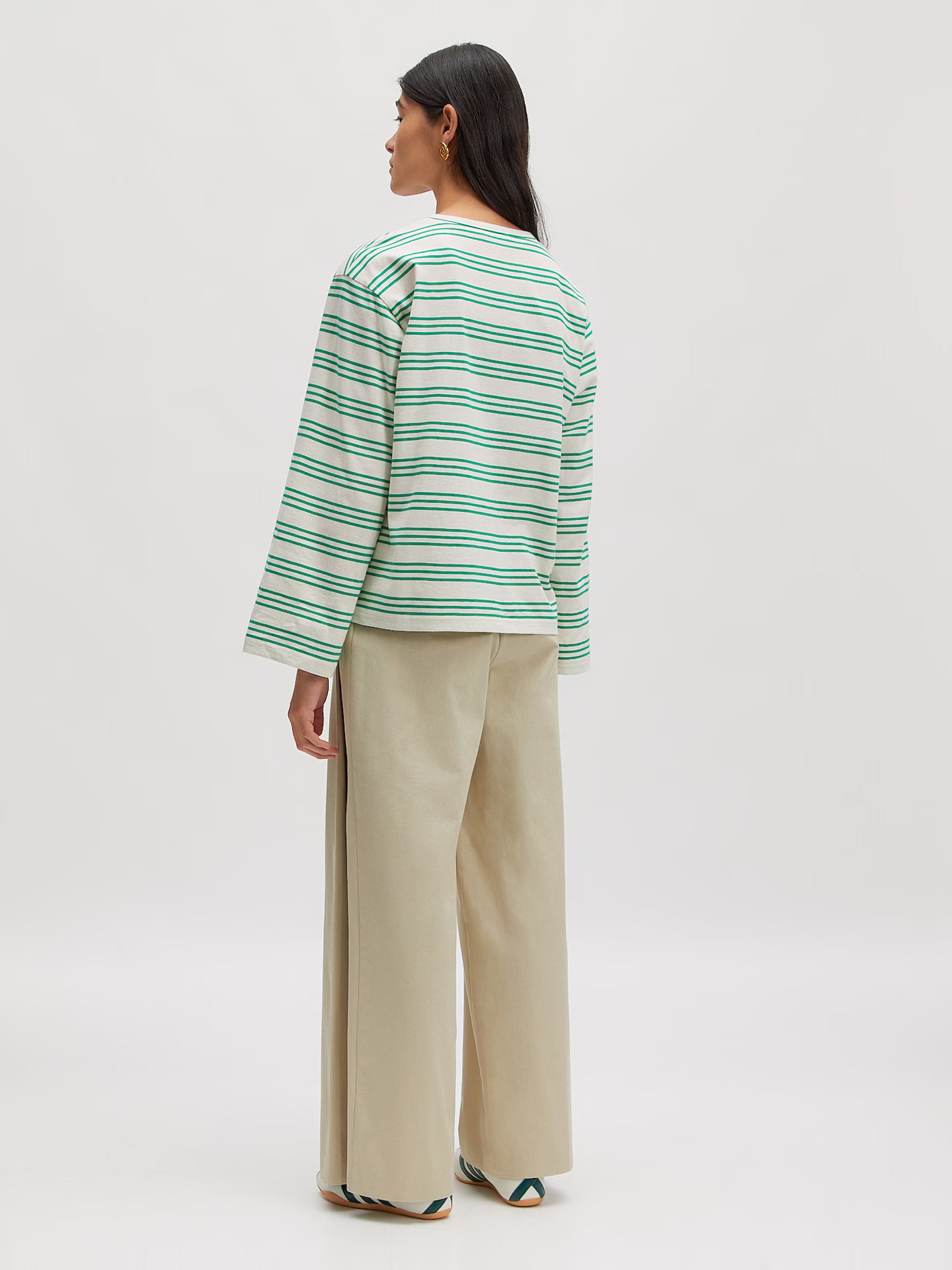 Verlee T-shirt green white striped