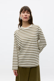 Enkulla ls stripe shirt olive