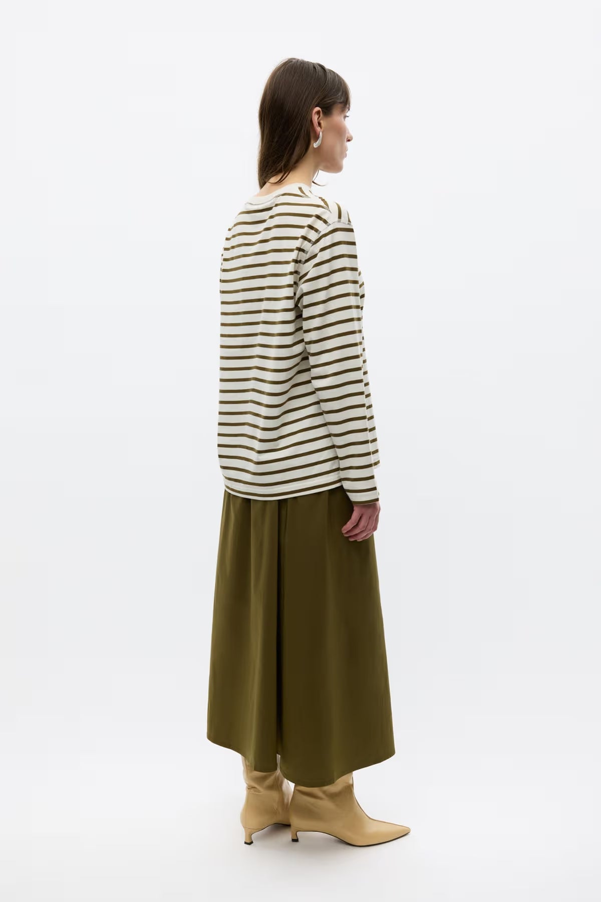 Enkulla ls stripe shirt olive