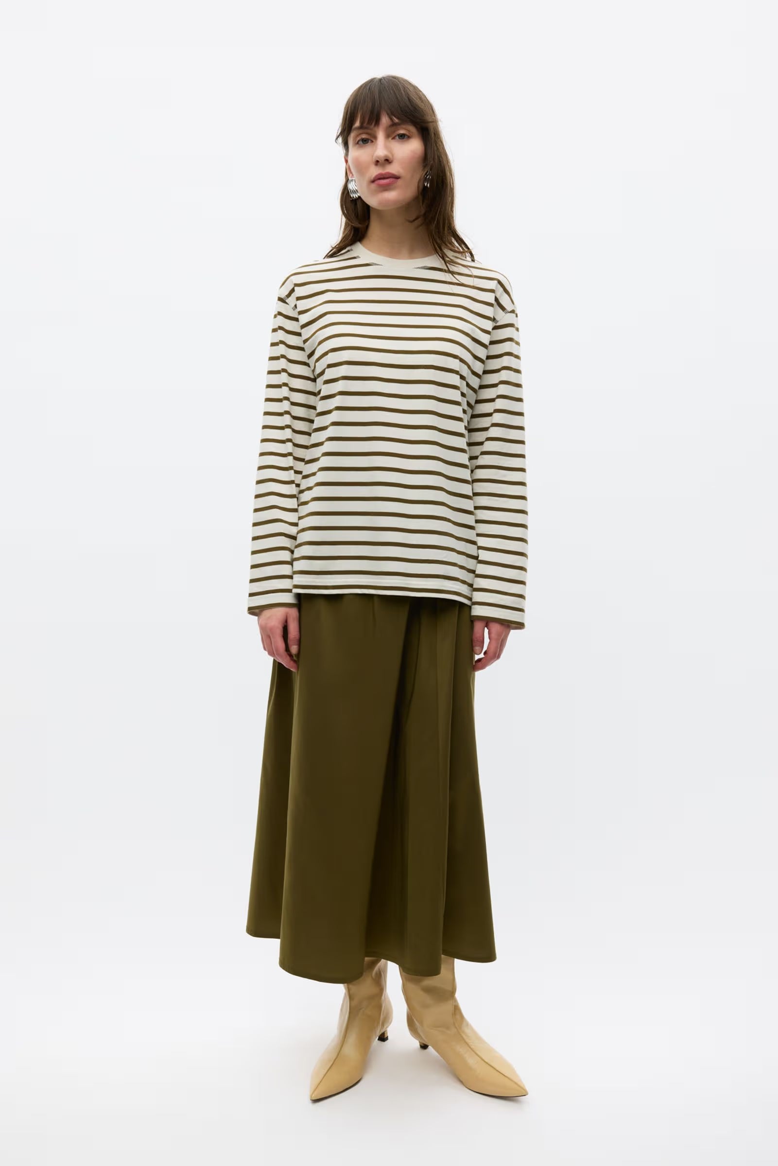Enkulla ls stripe shirt olive