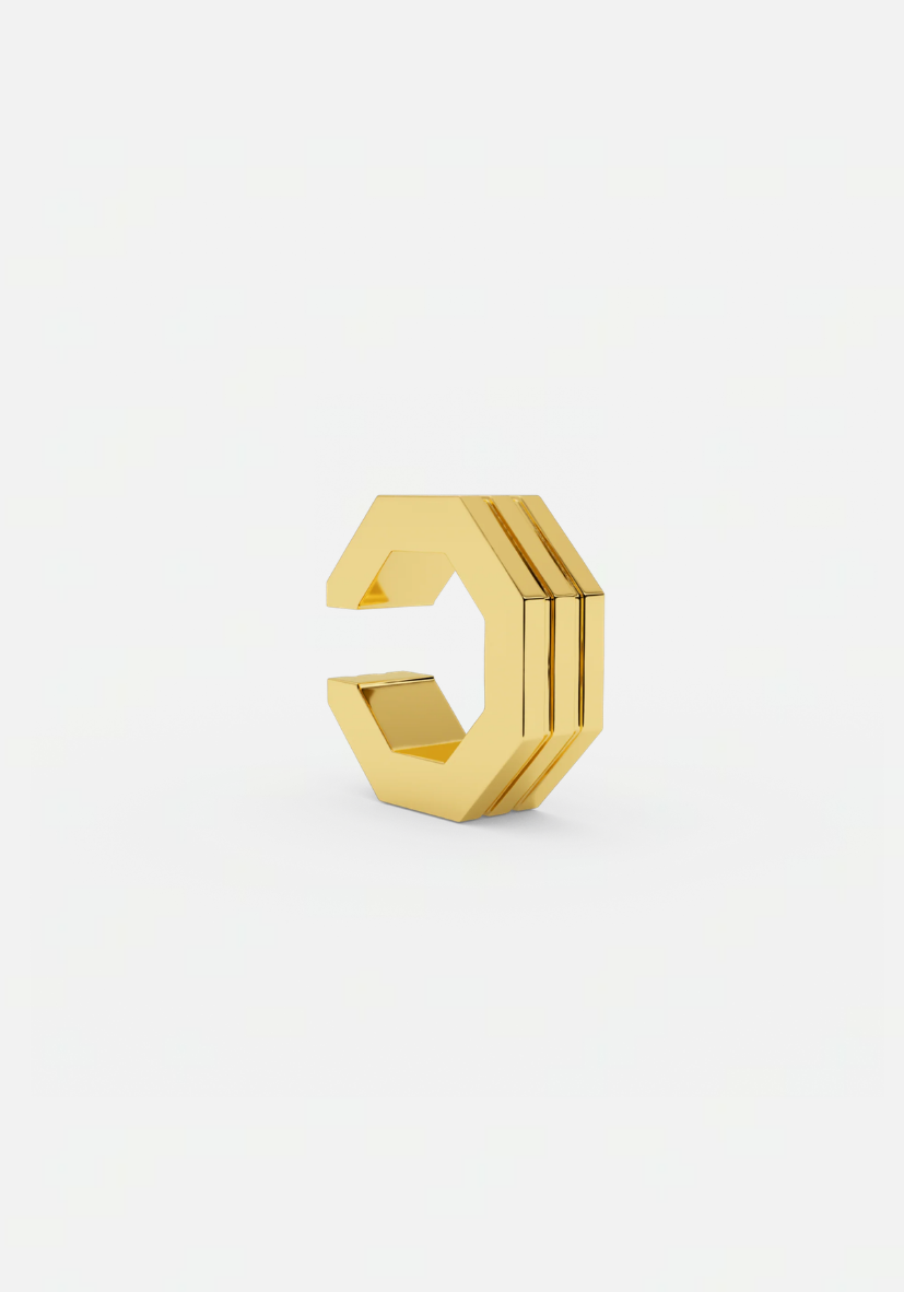 Edge small stripe earcuff gold