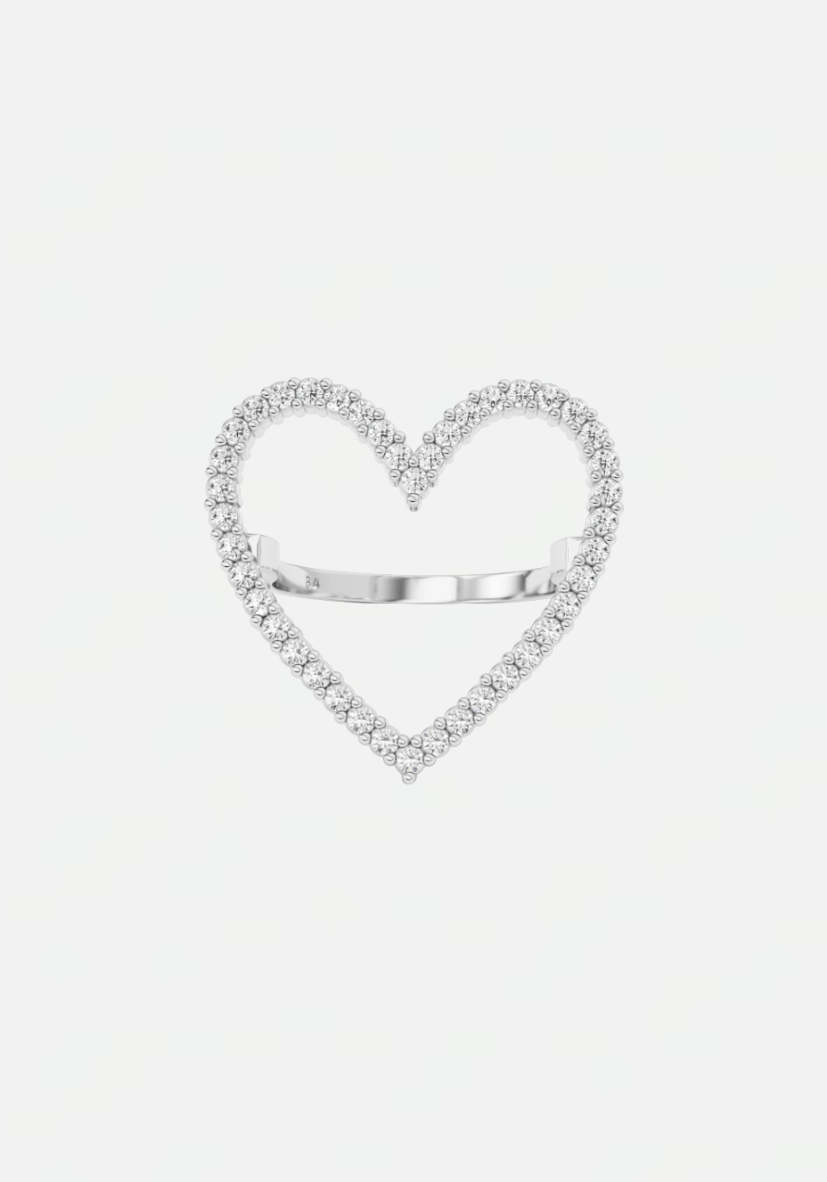 Heart diamond ring silver