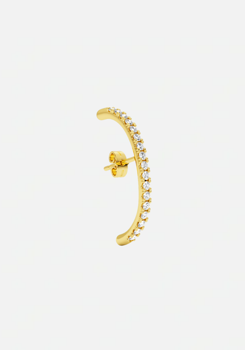Long diamond hug earstud gold
