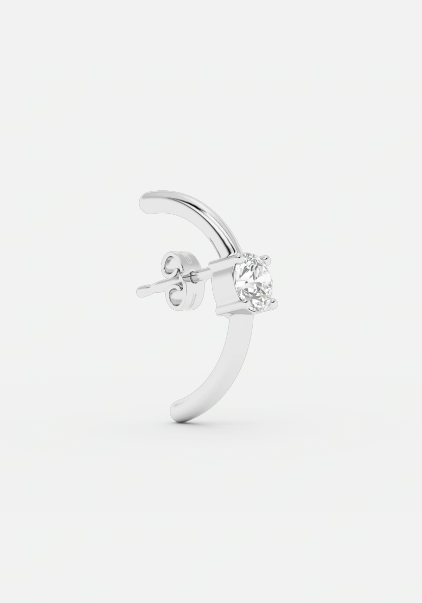 Solitaire Hug Earstud Silver