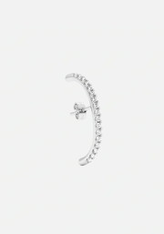 Long diamond hug earstud silver