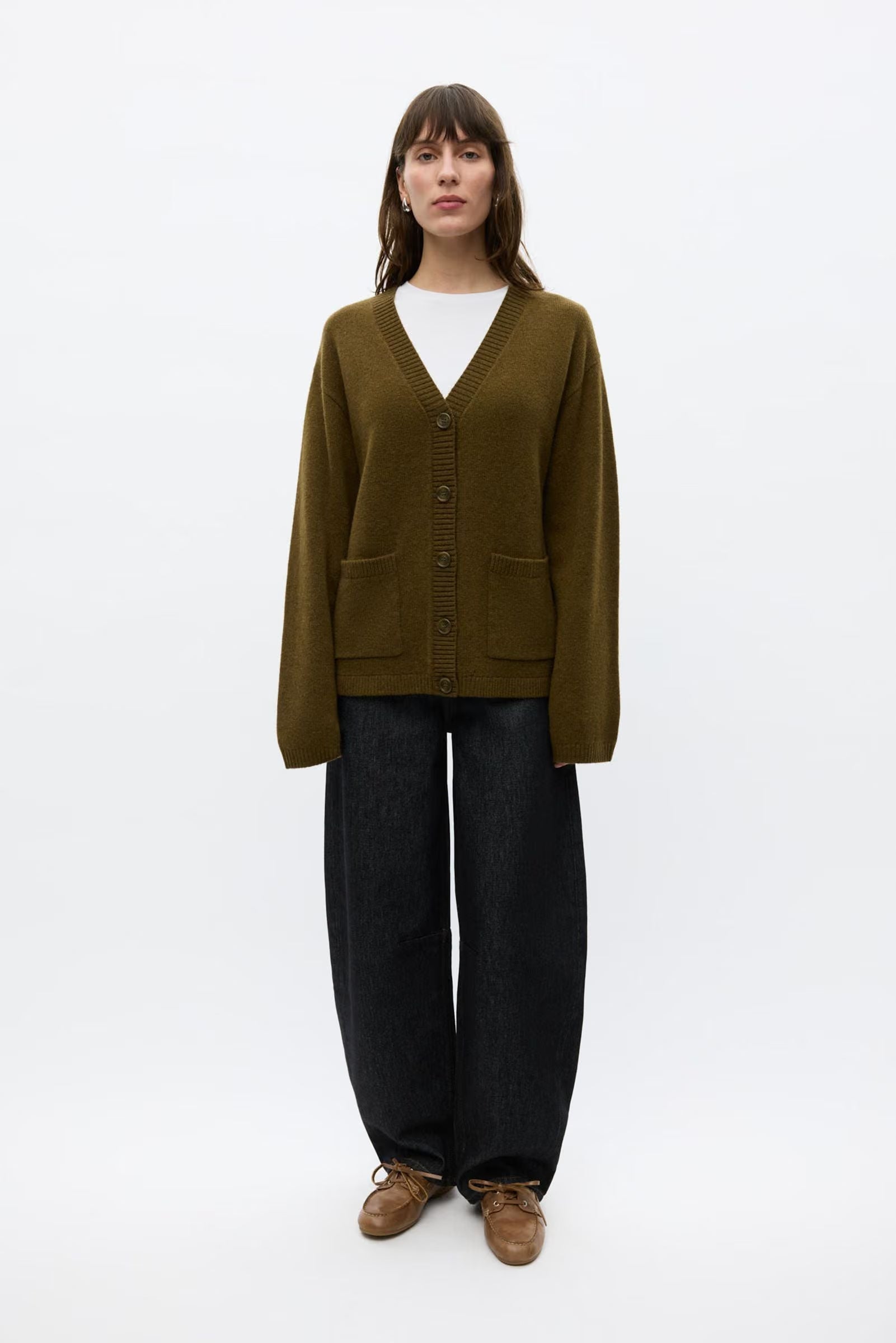 Enelise ls cardigan dark olive