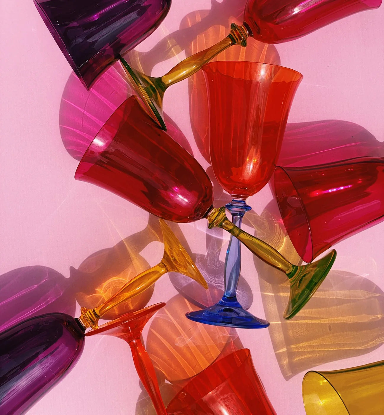 Multicoloured Optic Wine Glass Set of 4