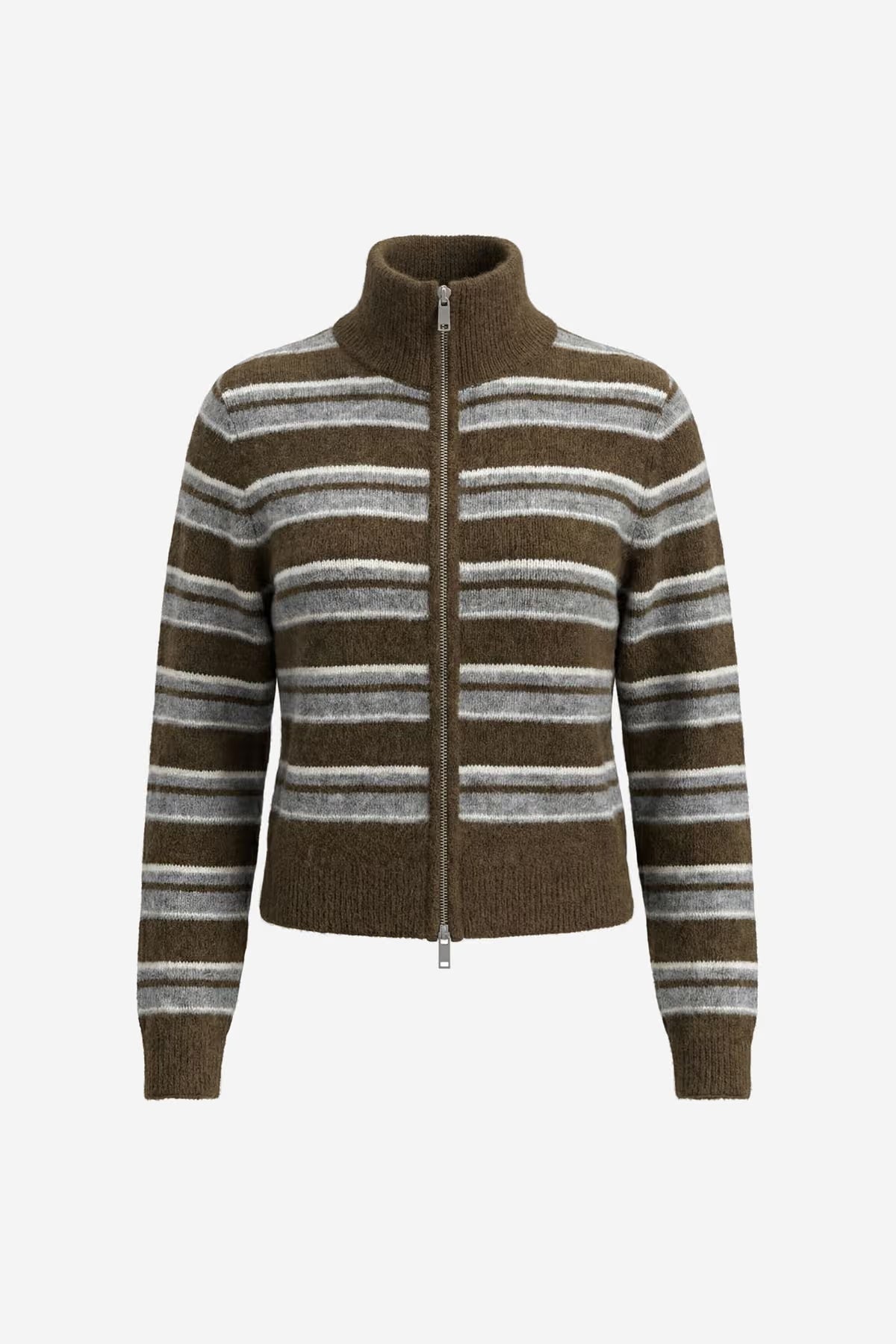 Enbessie ls cardigan olive stripe