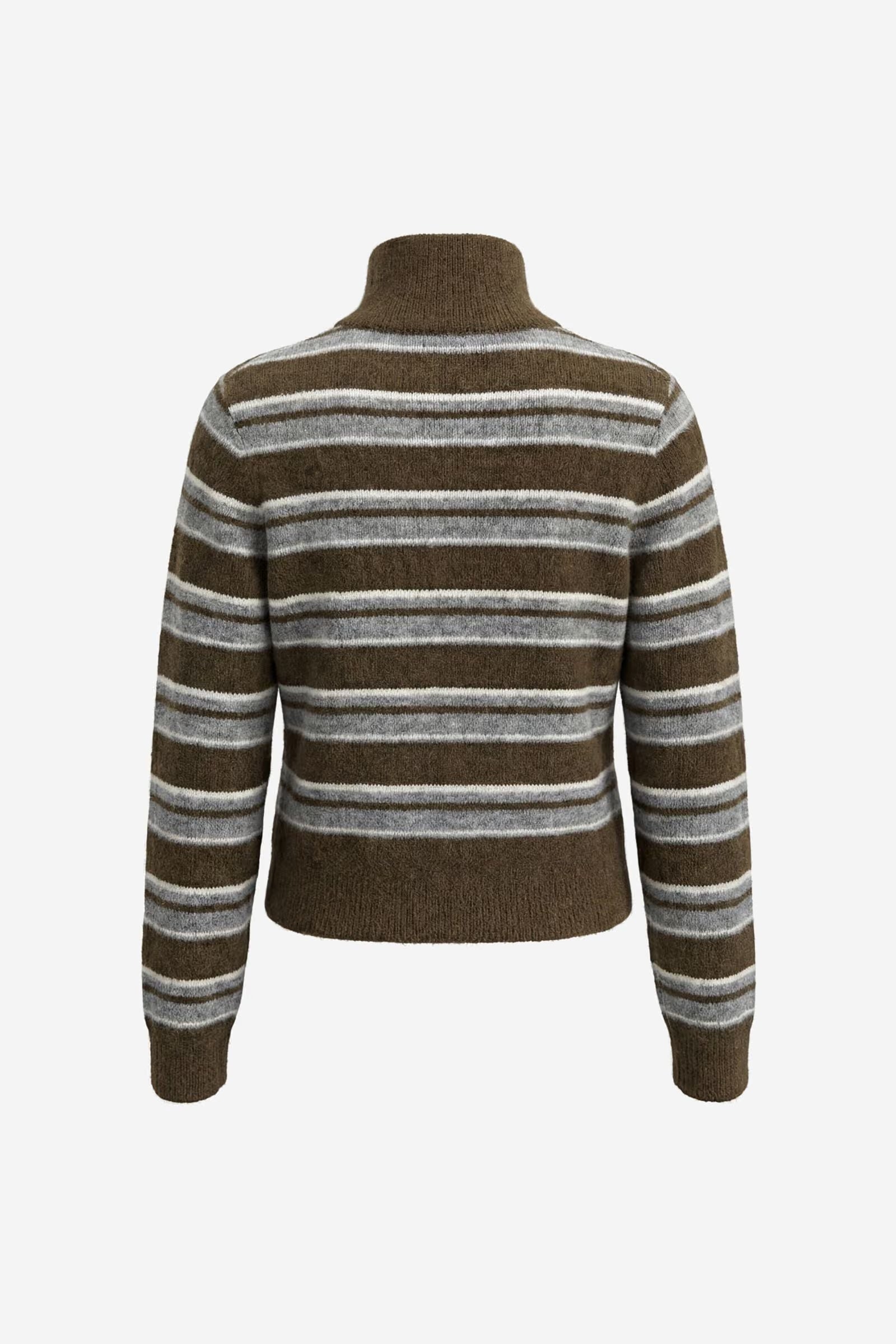 Enbessie ls cardigan olive stripe