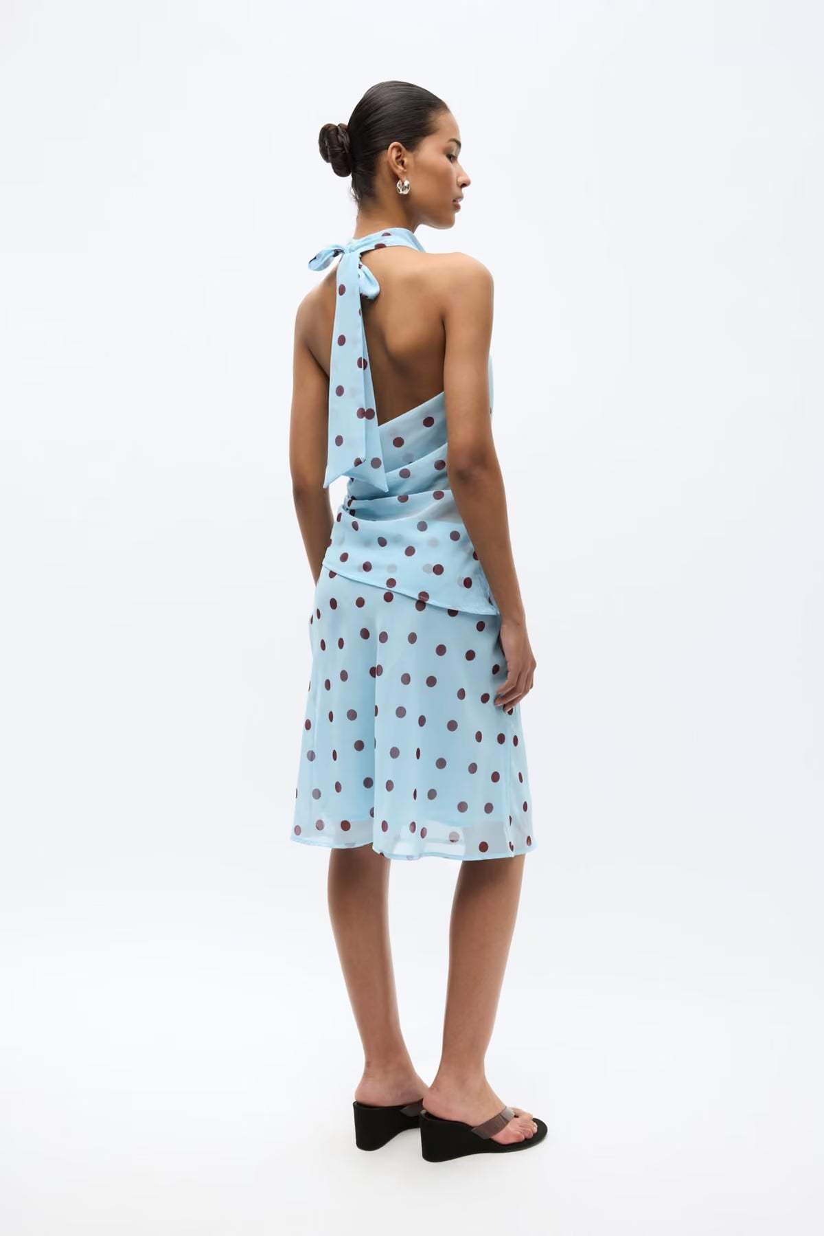 Enyarsi top blue maroon polka dot