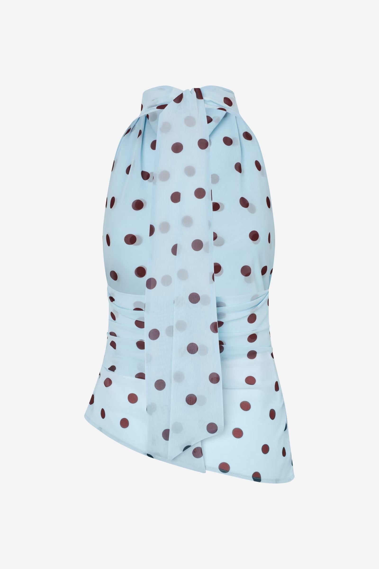 Enyarsi top blue maroon polka dot