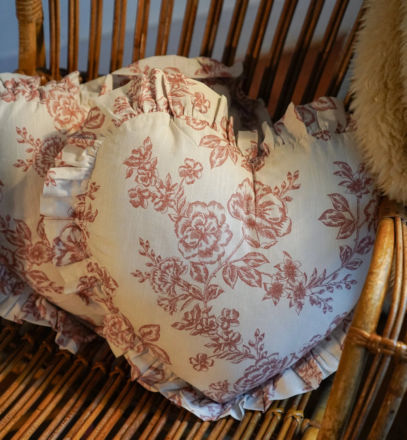 Whimsical rose heart cushion