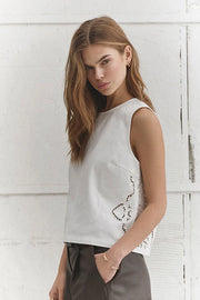 Colette cc embroidery top white