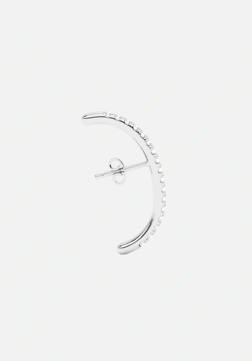 Long diamond hug earstud silver