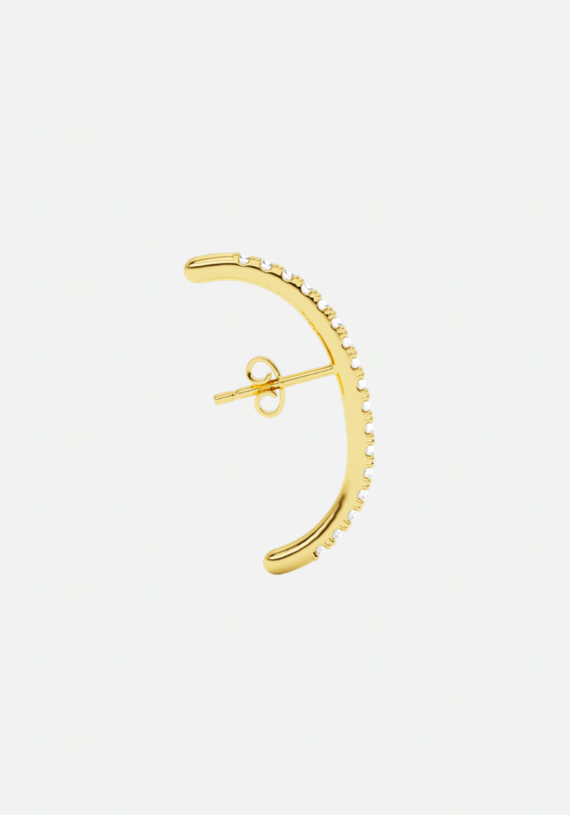 Long diamond hug earstud gold