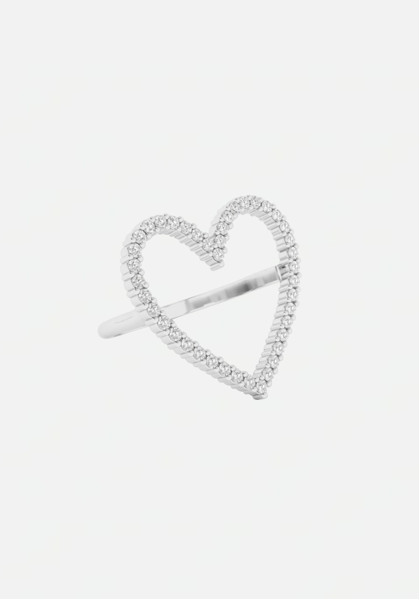 Heart diamond ring silver