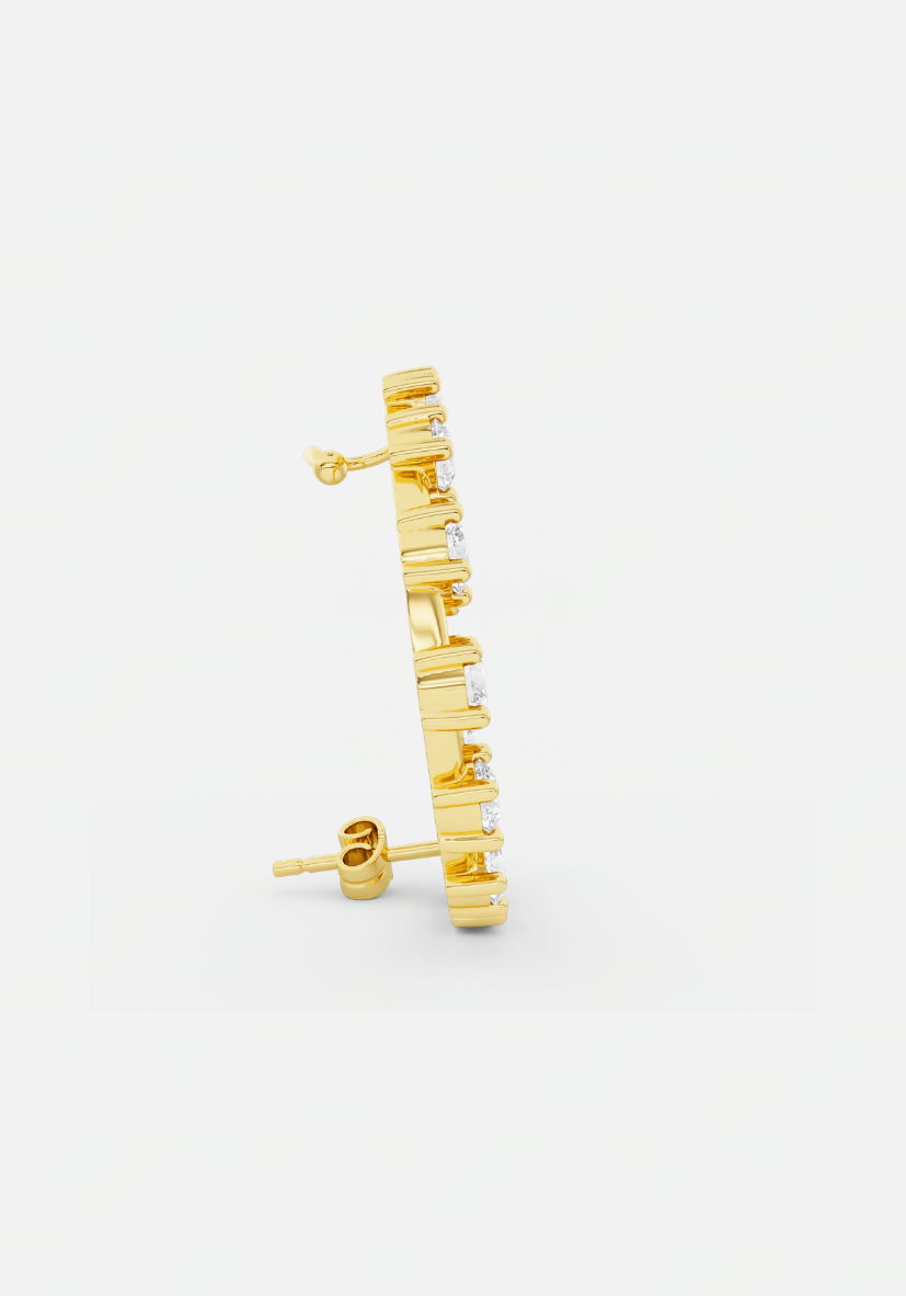 Ray diamond earstud gold