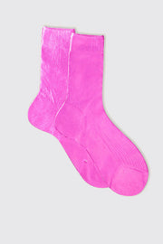 One ribbed laminted sock fushia