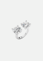 Double Diamond Ring Silver