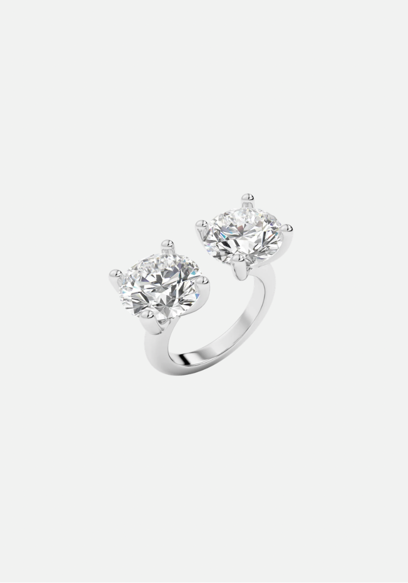 Double Diamond Ring Silver