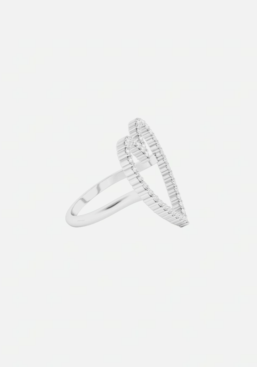 Heart diamond ring silver