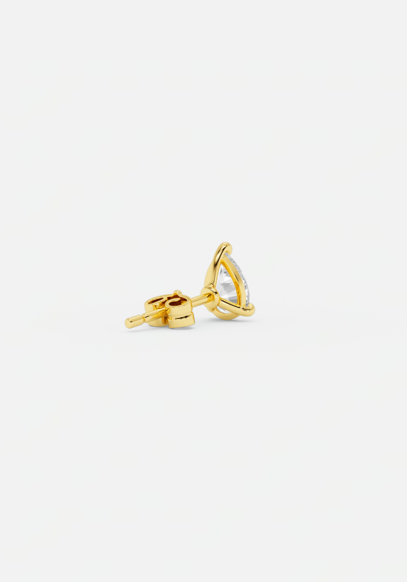 Pear diamond earstud gold