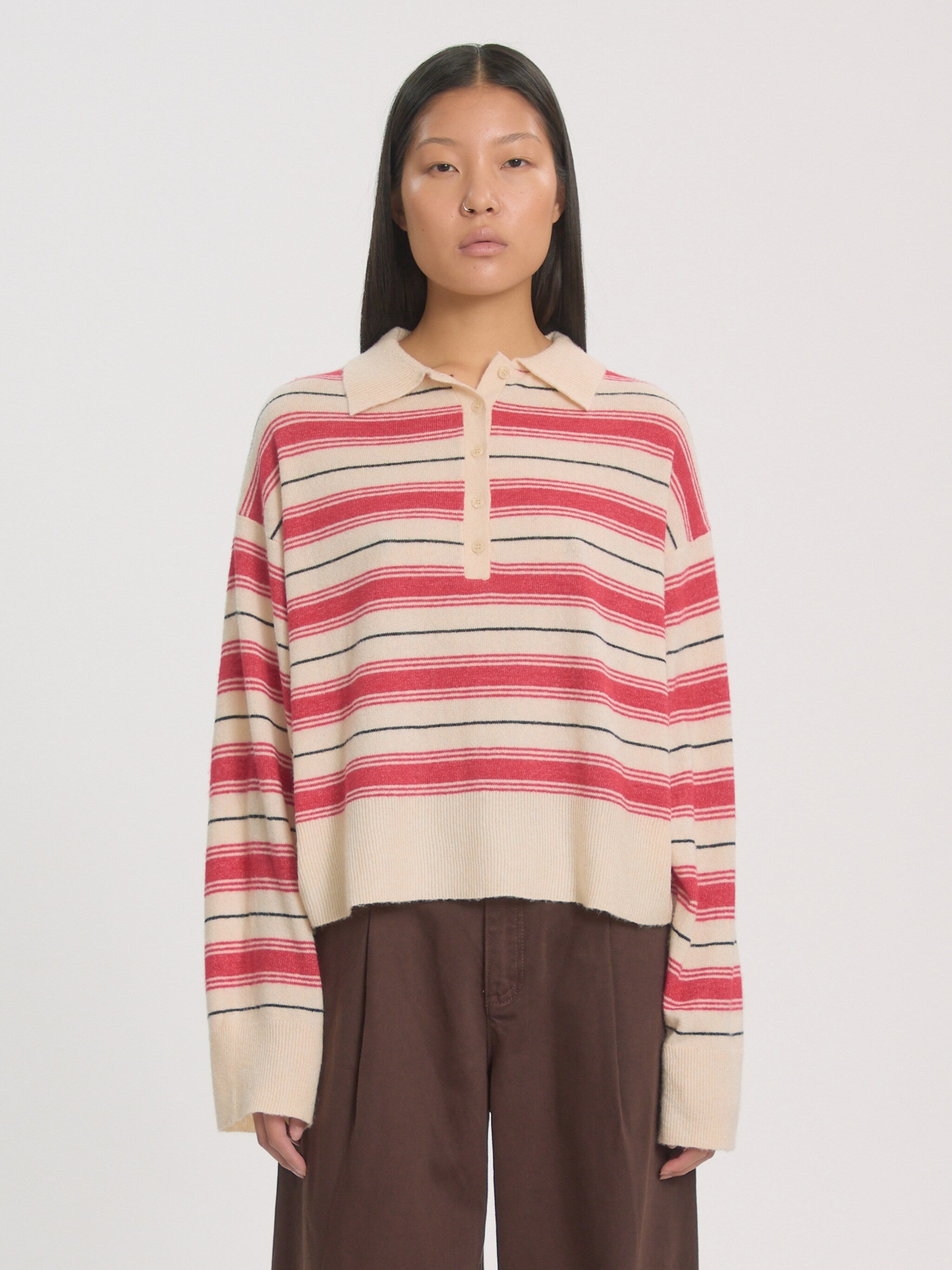 Gerit jumper vanilla red stripe