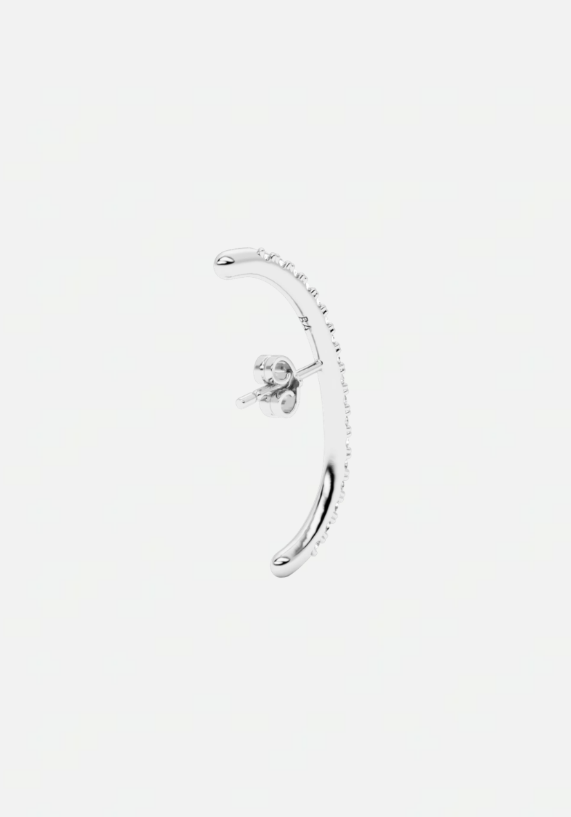 Long diamond hug earstud silver