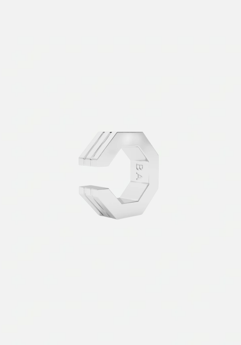 Edge small stripe earcuff silver