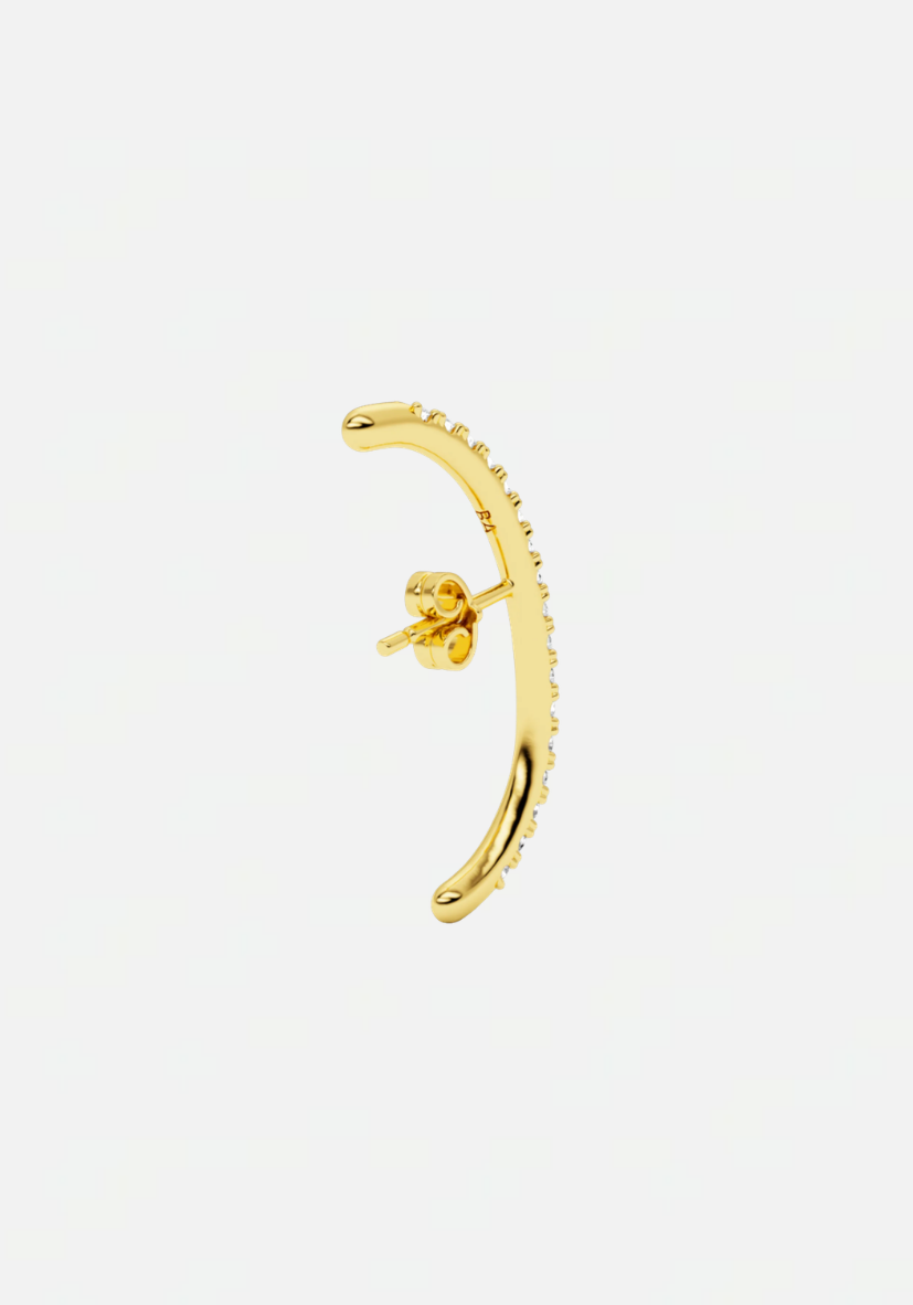 Long diamond hug earstud gold