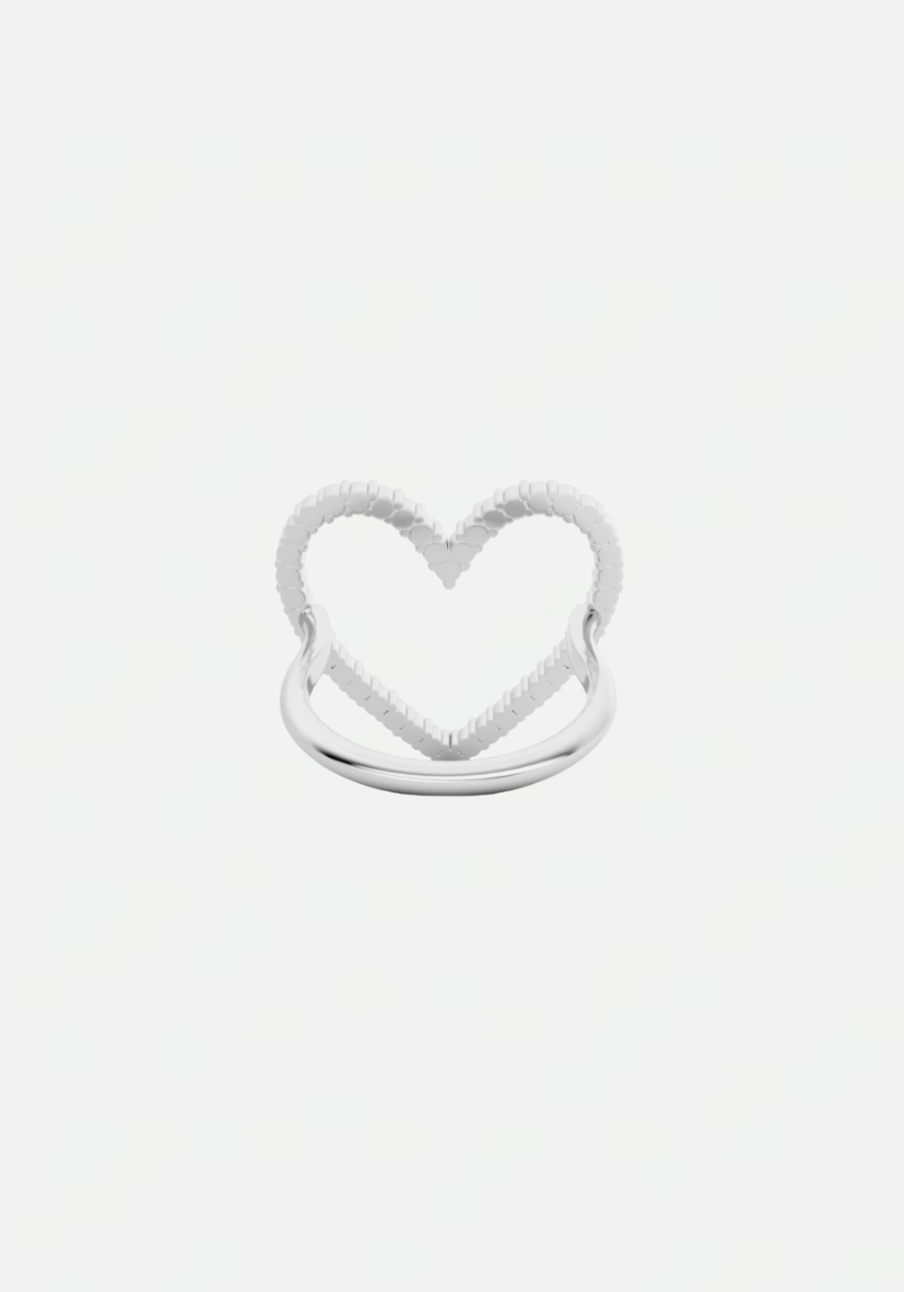 Heart diamond ring silver