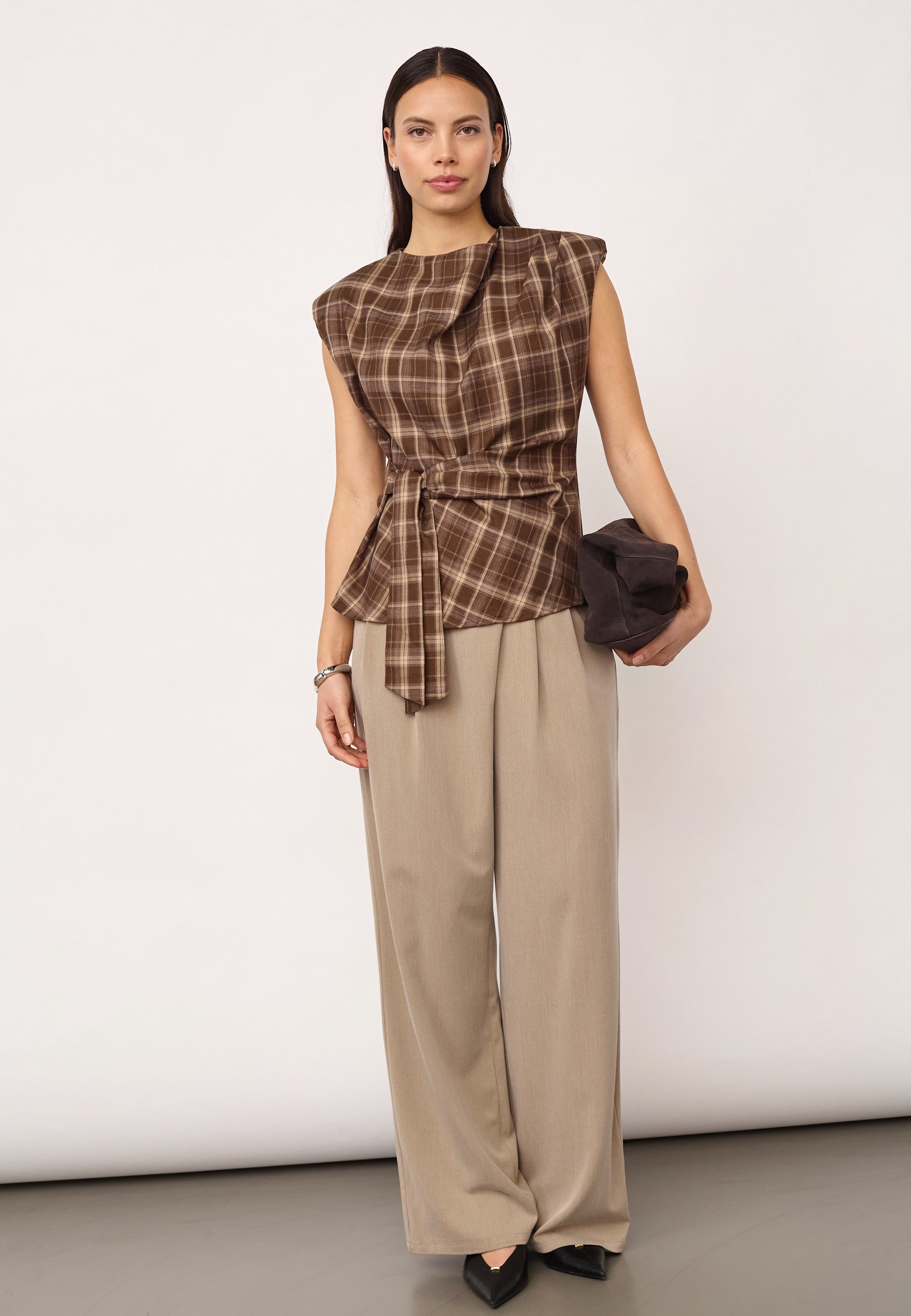 DagnyCC Check Pleat Top