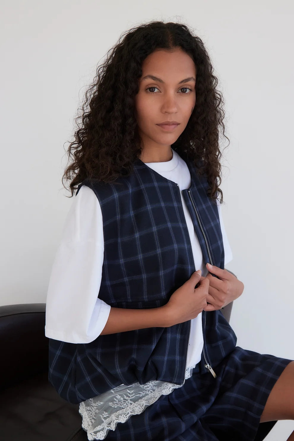 Nona jacket navy checks
