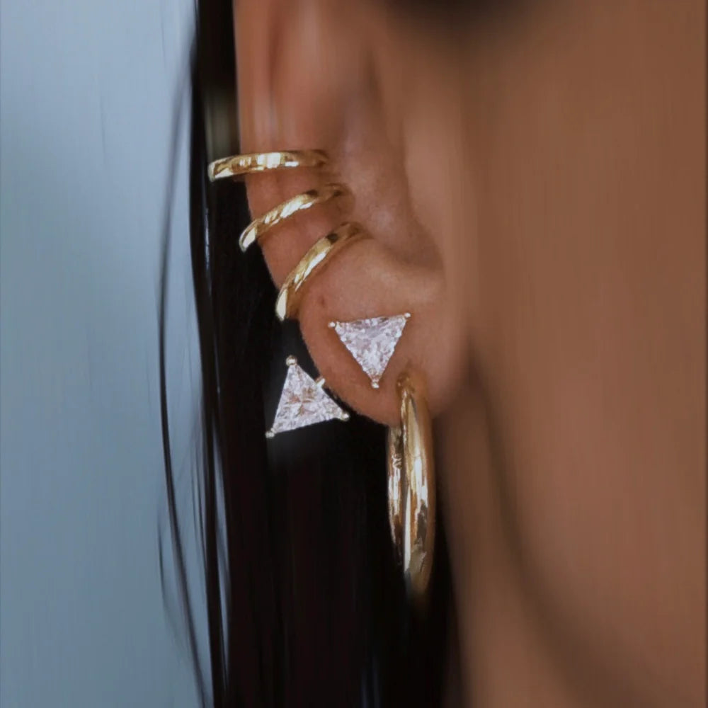 Triangle Jacket Earstud Gold