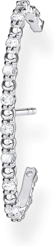 Long diamond hug earstud silver