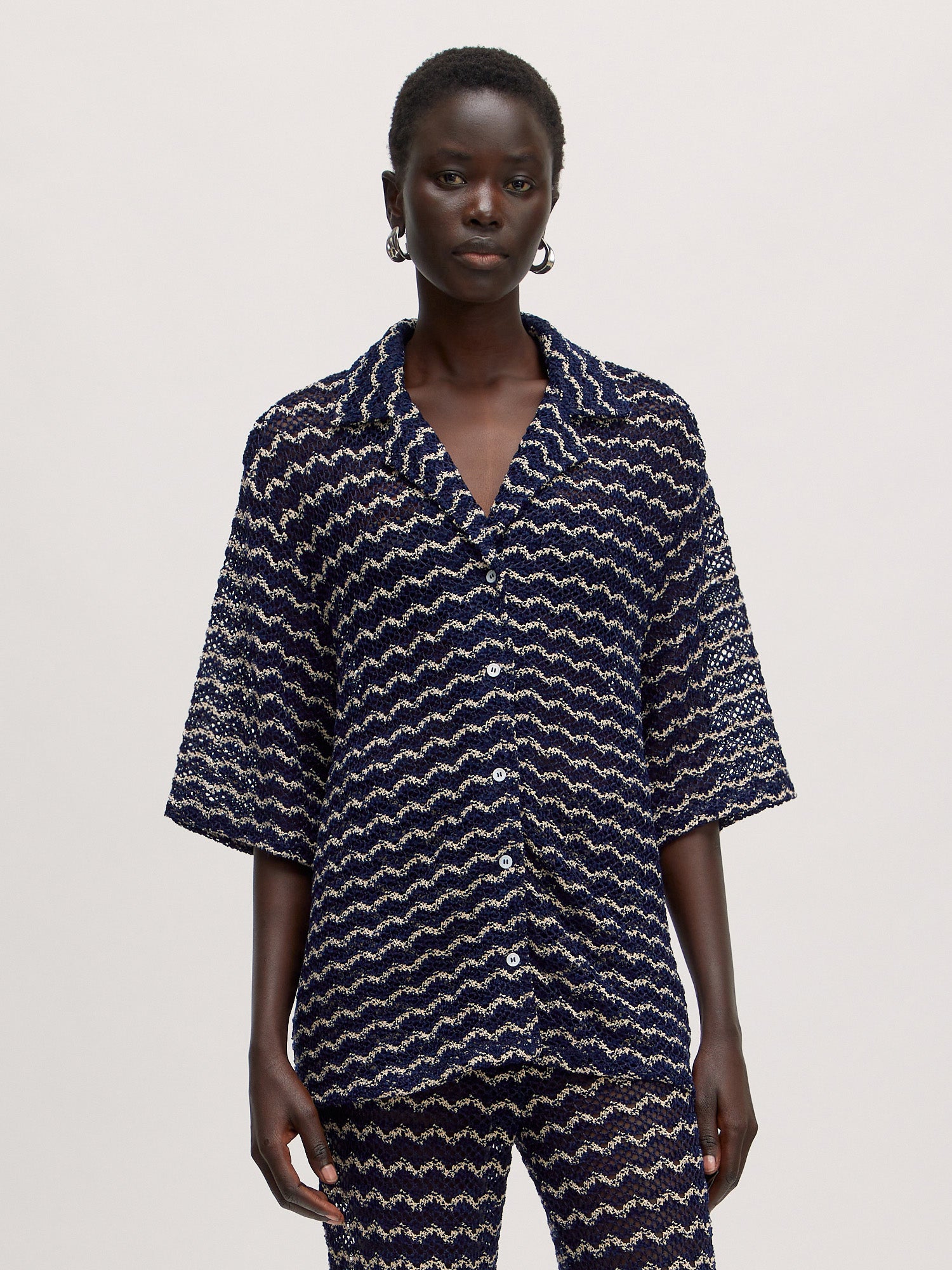 Karlotta shirt black cream stripes