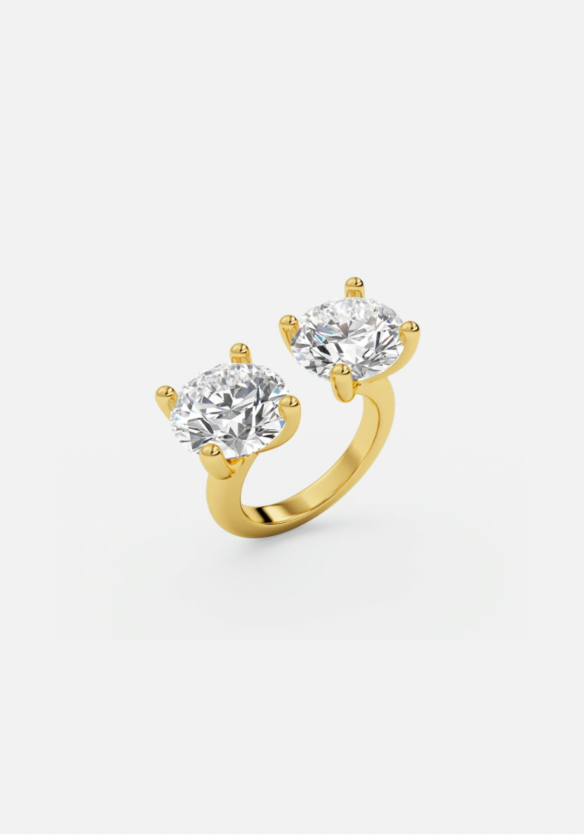 Double diamond ring gold