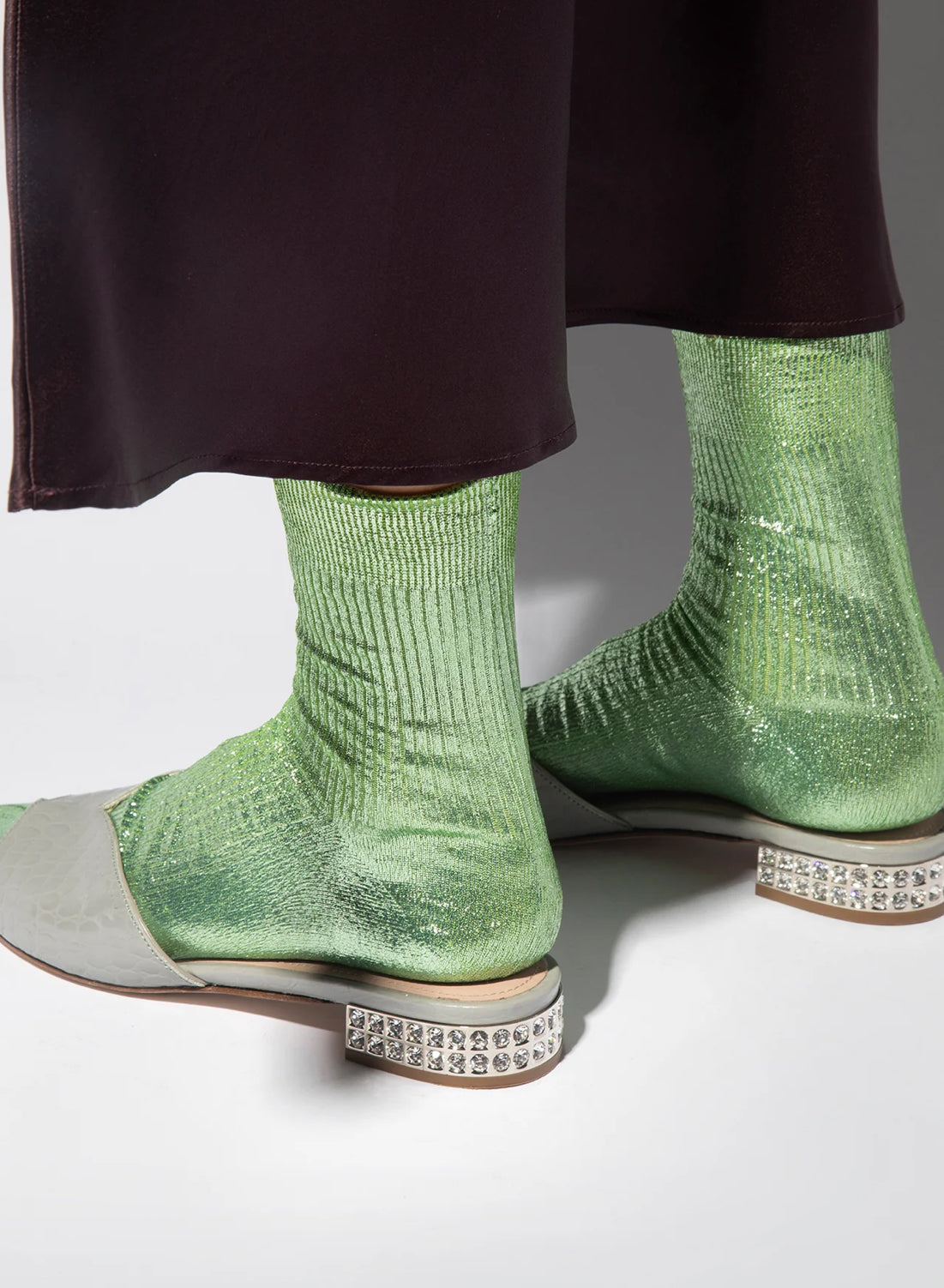 One ribbed laminted sock verdino