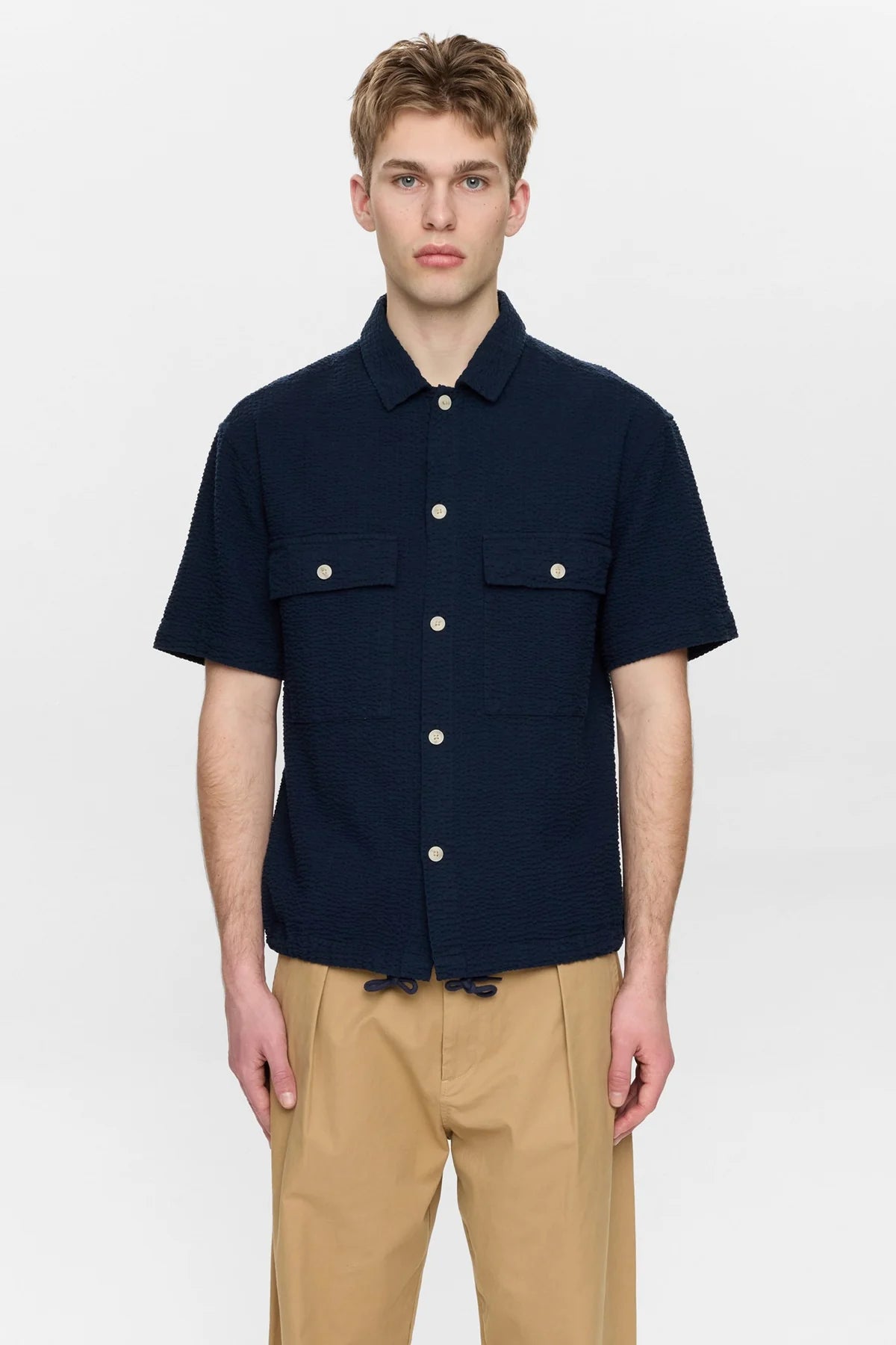 Akotto Seersucker SS Overshirt Sky Captain