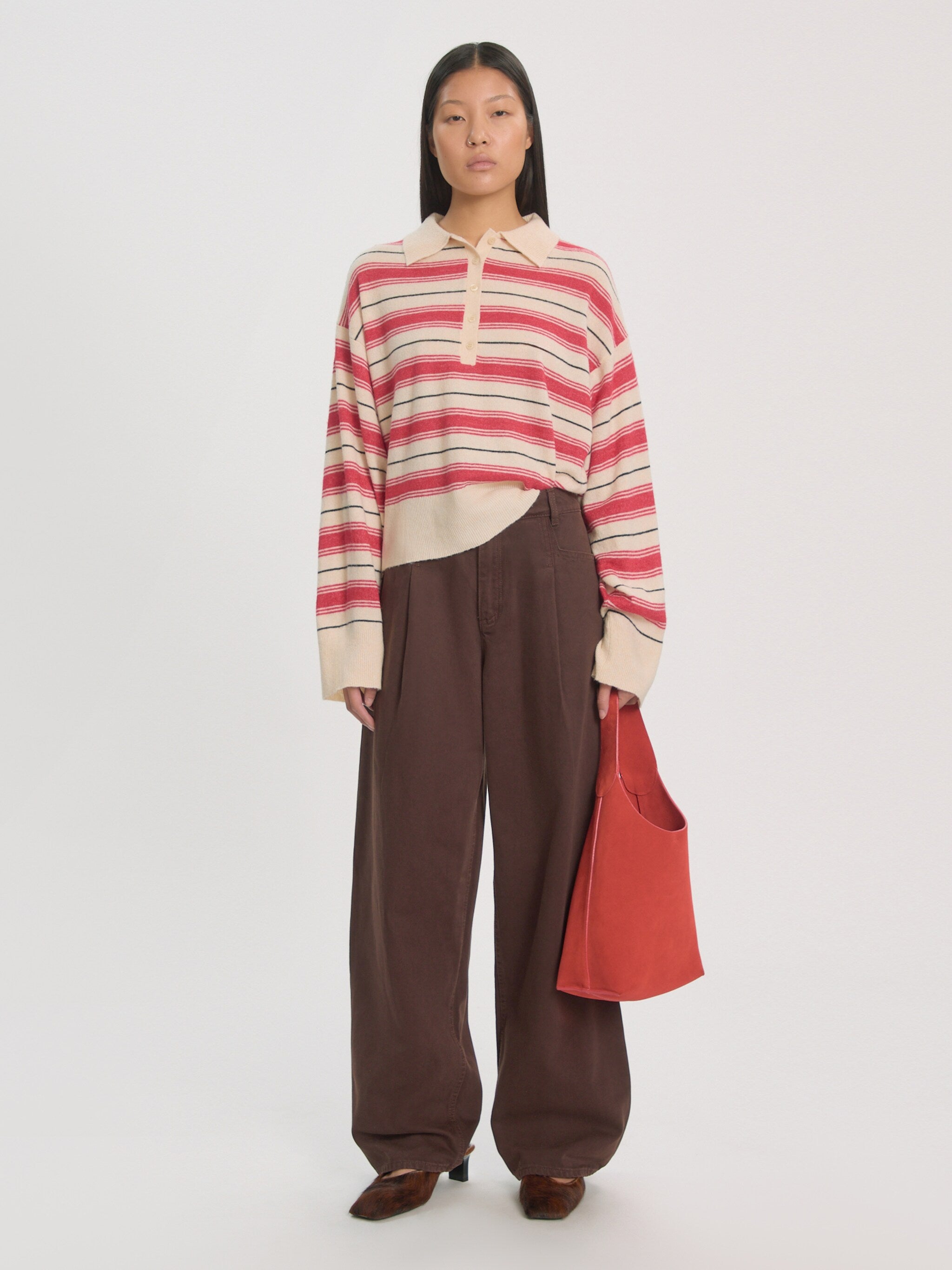 Gerit jumper vanilla red stripe