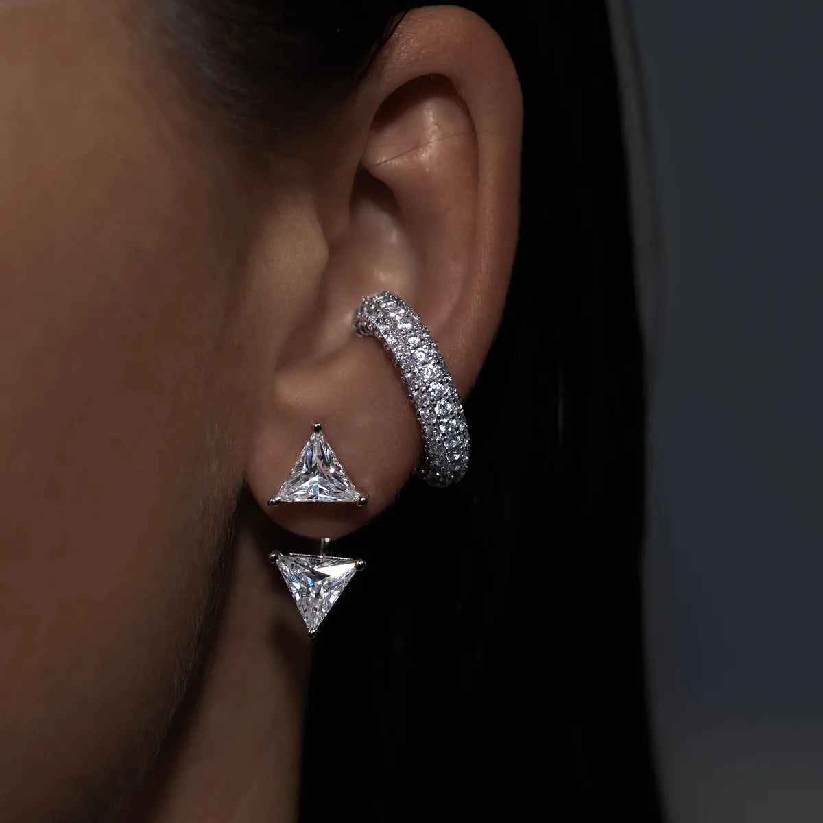 Triangle Jacket Earstud Silver