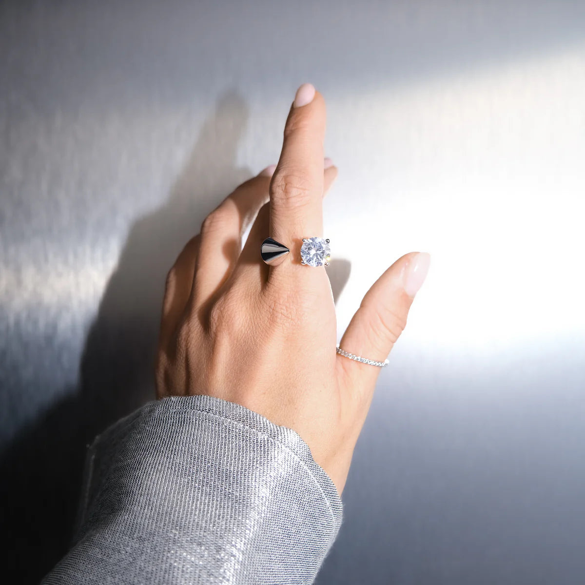 Spike Diamond Ring Silver