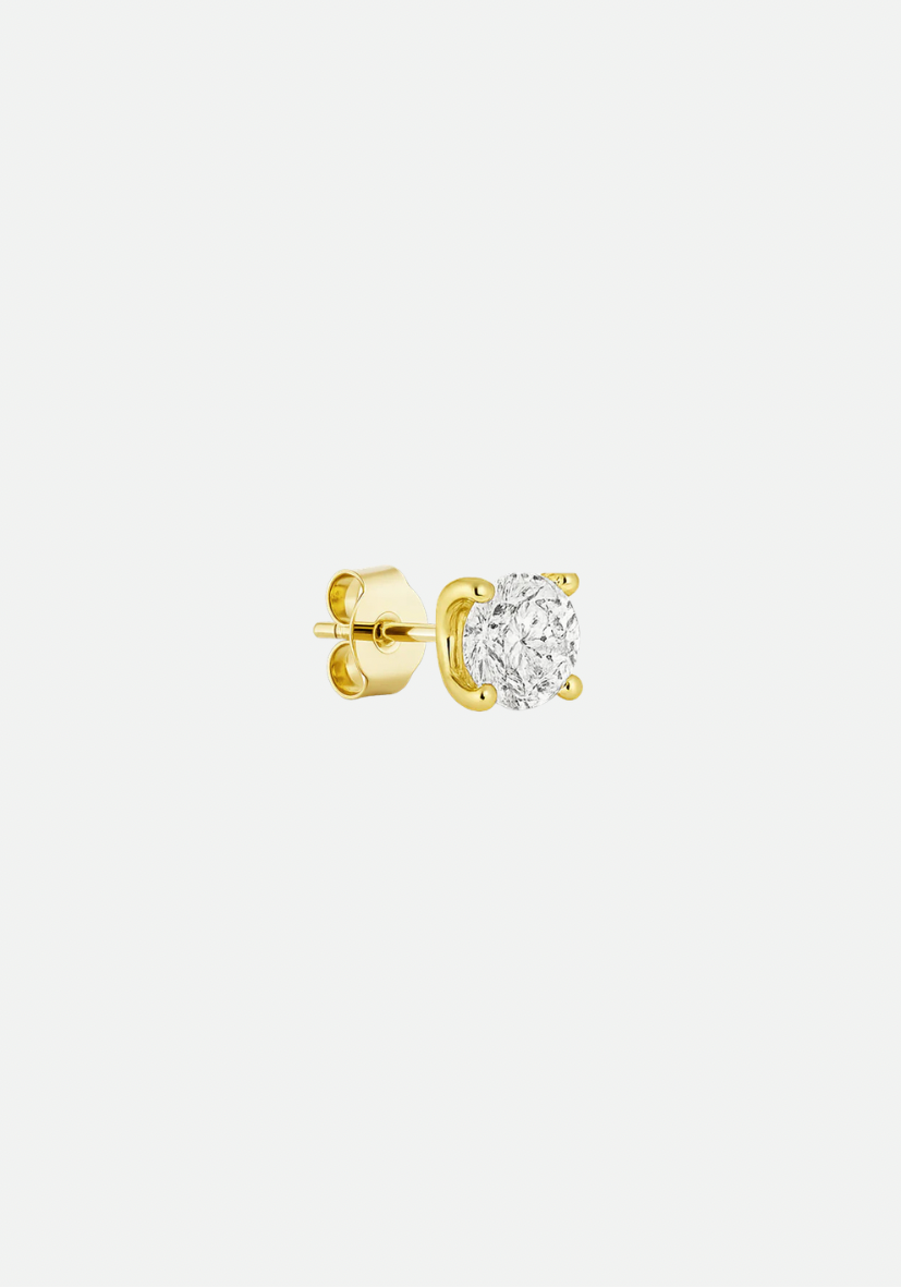 Crystal Diamond Earstud Gold