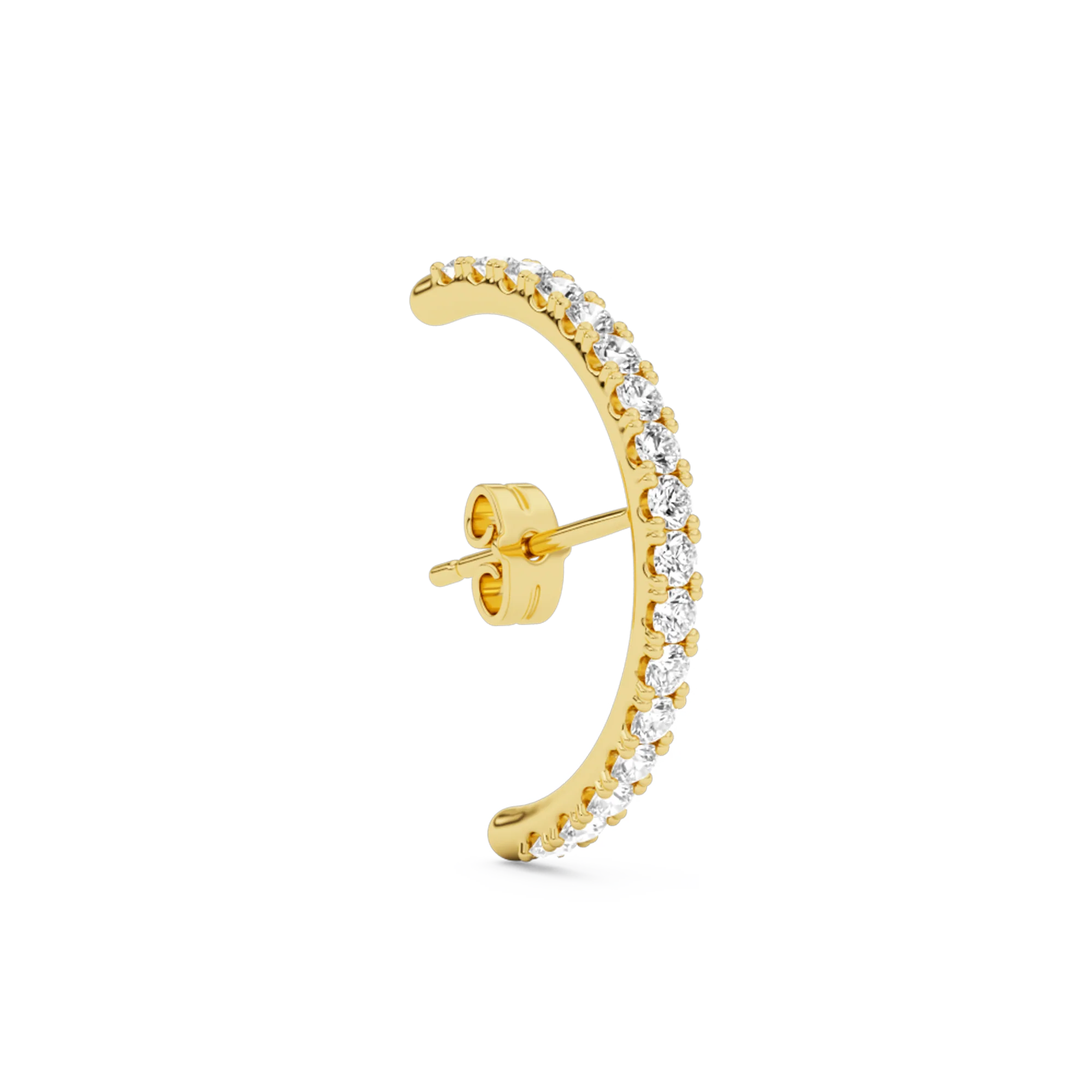 Long diamond hug earstud gold