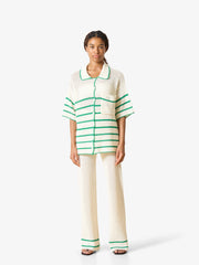 Debbie crochet shirt green stripes