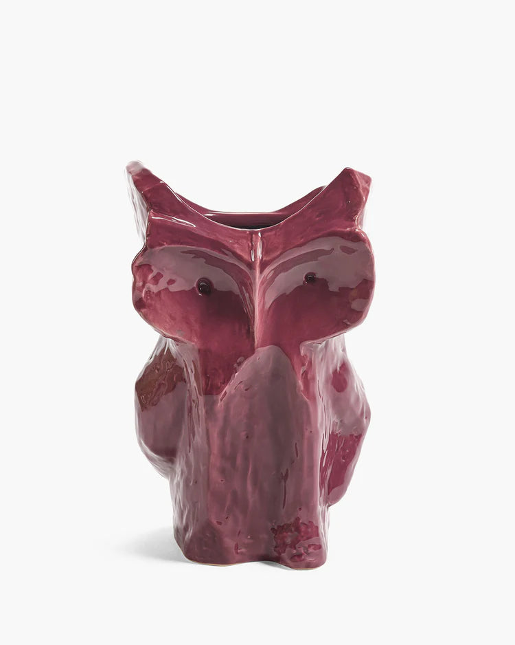 Owl vase aubergine