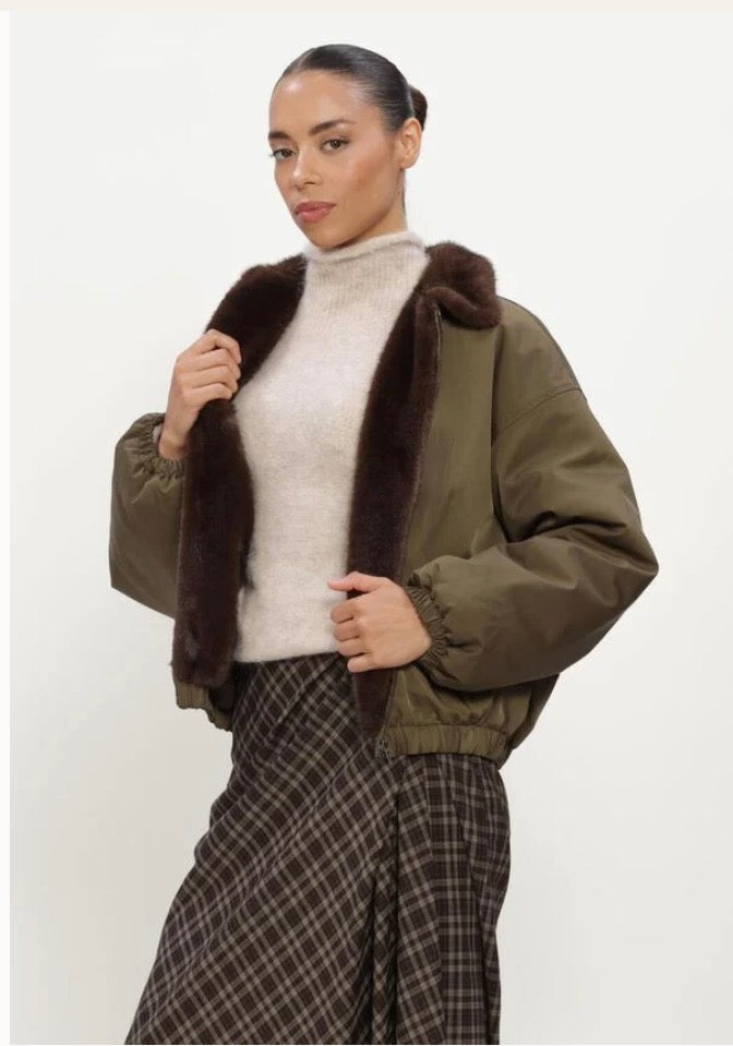 Fur bomber green