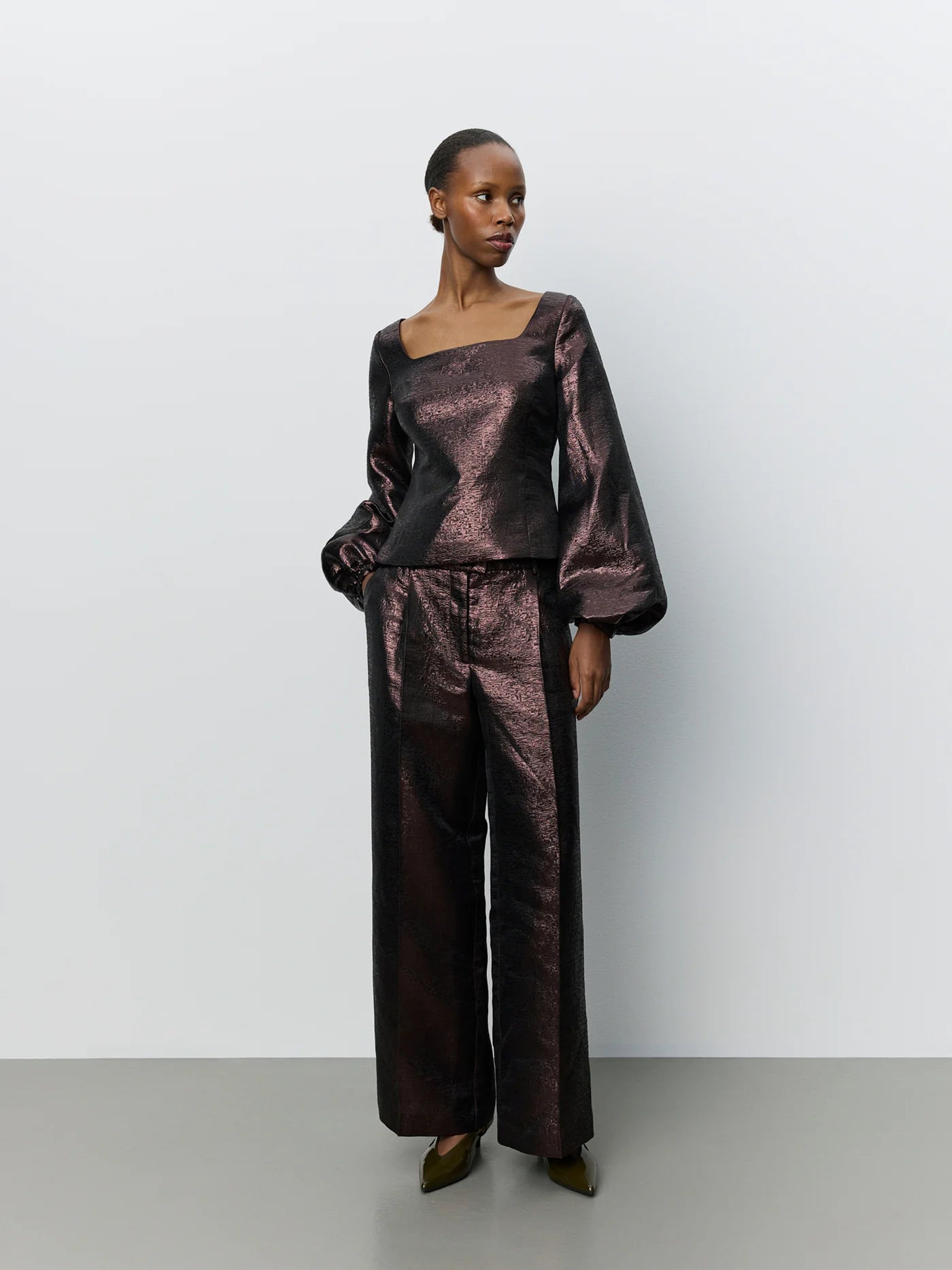 Hannesw wide leg trouser plum